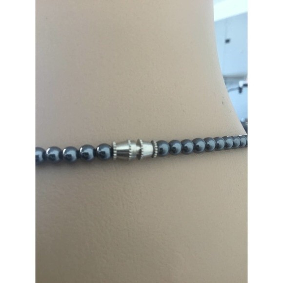 Hematite Necklace With Purple Beads - Picture 3 of 3